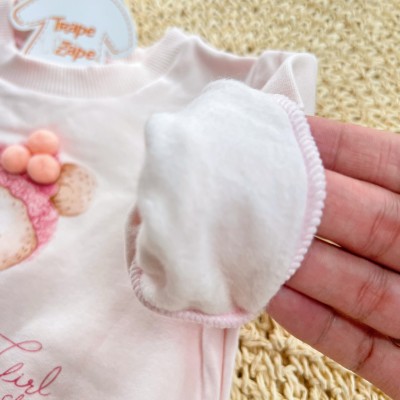 Conj. Casaco Ursinha Baby Girl e Calça de Moletom - Rosa Bebê